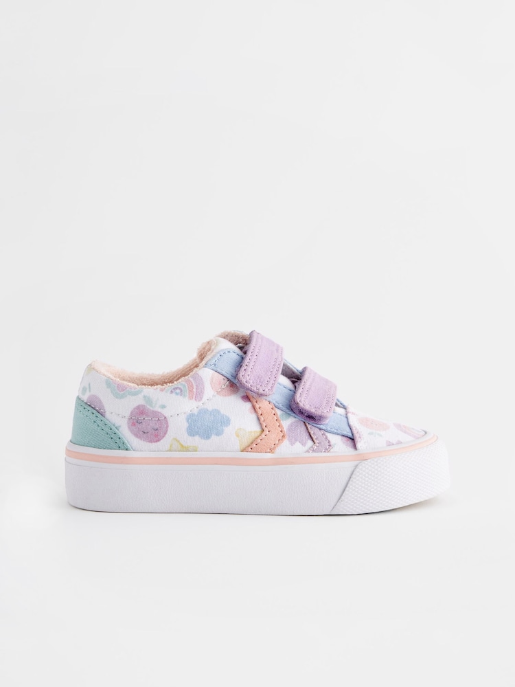 Multi Pastel Touch Fasten Strap Printed Trainers - Image 2 of 5