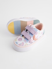 Multi Pastel Touch Fasten Strap Printed Trainers - Image 3 of 5