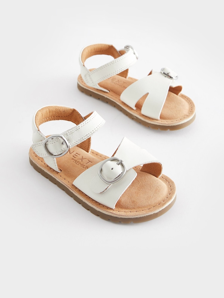 Blanco - Sandalias con tiras de cuero - Imagen 1 de 5 Blanco - Sandalias con tiras de cuero - Imagen 1 de 5