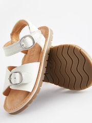 White Standard Fit (F) Leather Buckle Sandals - Image 3 of 5