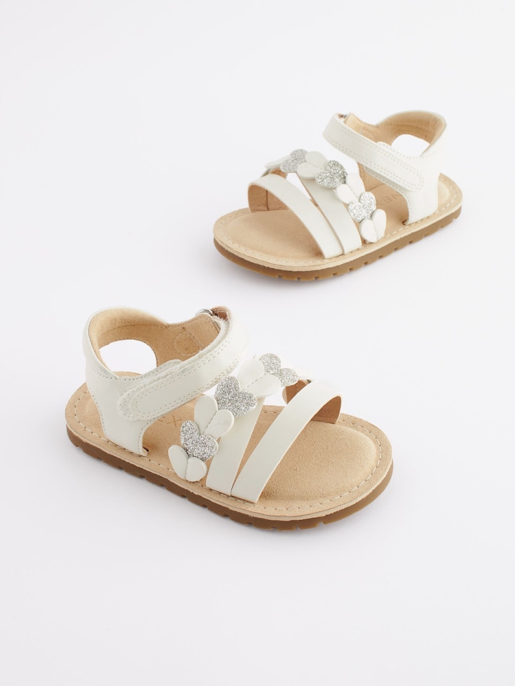 White Standard Fit (F) Touch Fastening Corkbed Sandals - Image 1 of 5