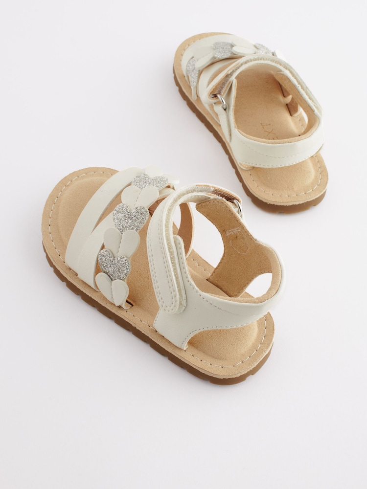 White Standard Fit (F) Touch Fastening Corkbed Sandals - Image 2 of 4 White Standard Fit (F) Touch Fastening Corkbed Sandals - Image 2 of 4