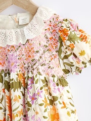 Orange/ Purple Floral Baby Collared Bloomer Romper (0mths-2yrs) - Image 5 of 8