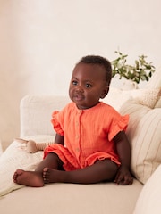 Red 2 Piece Baby Short Sleeve Peplum Top & Shorts Set (0mths-3yrs) - Image 1 of 10