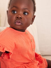 Red 2 Piece Baby Short Sleeve Peplum Top & Shorts Set (0mths-3yrs) - Image 3 of 10
