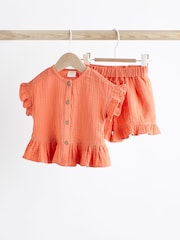 Red 2 Piece Baby Short Sleeve Peplum Top & Shorts Set (0mths-3yrs) - Image 4 of 10