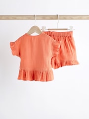 Red 2 Piece Baby Short Sleeve Peplum Top & Shorts Set (0mths-3yrs) - Image 5 of 10