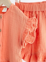 Red 2 Piece Baby Short Sleeve Peplum Top & Shorts Set (0mths-3yrs) - Image 6 of 10