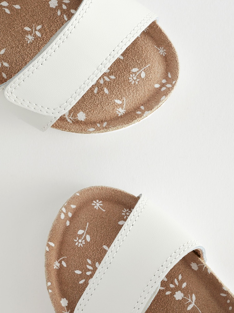 White Standard Fit (F) Leather Corkbed Sandals - Image 7 of 7