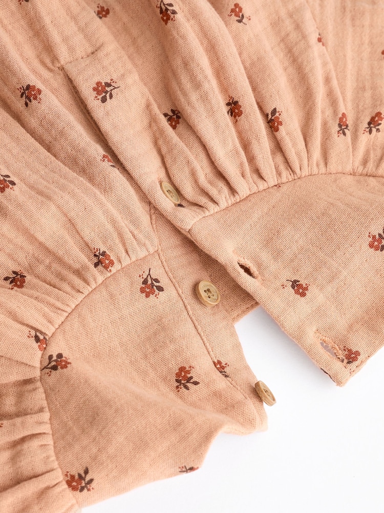 Brown Embroidered Flowers Baby Bloomer Romper (0mths-3yrs) - Image 9 of 9 Brown Embroidered Flowers Baby Bloomer Romper (0mths-3yrs) - Image 9 of 9