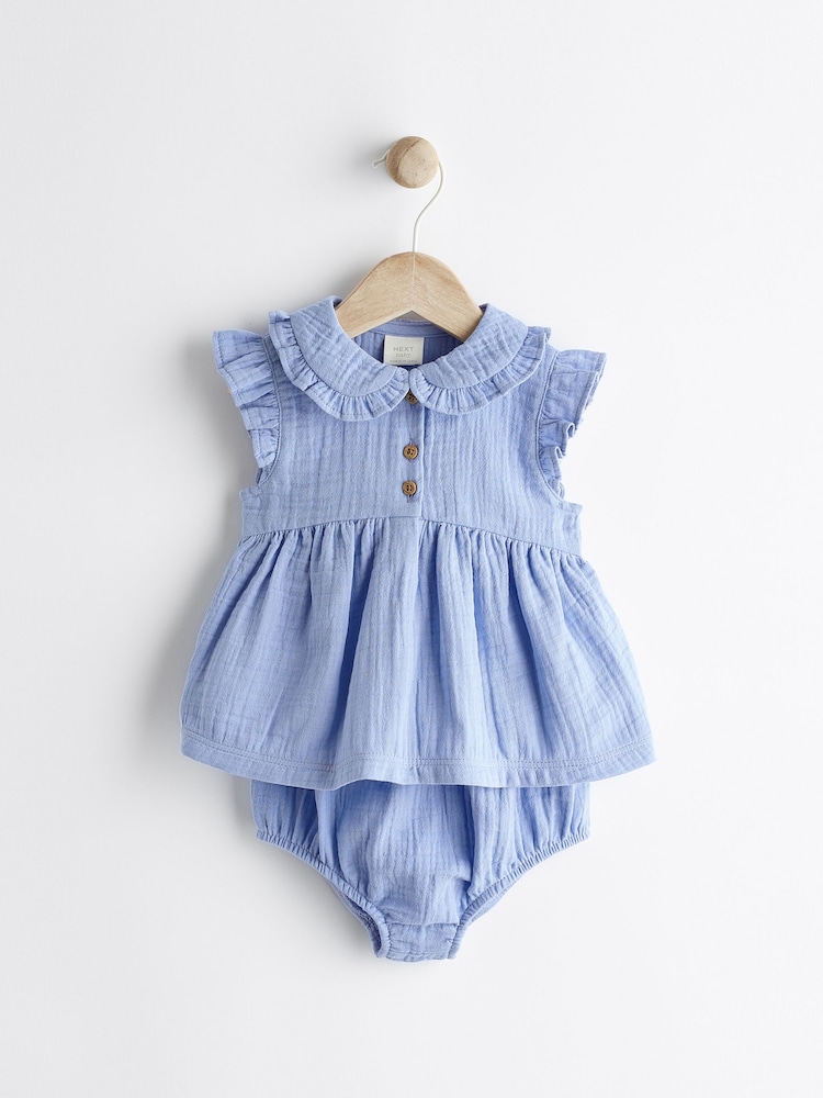 Blue Woven Baby Shirt and Knickers Set (0mths-3yrs) - Image 1 of 8