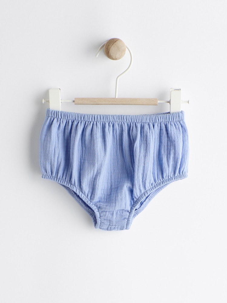 Blue Woven Baby Shirt and Knickers Set (0mths-3yrs) - Image 2 of 8