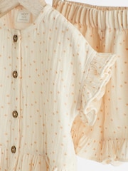 Beige 2 Piece Baby Short Sleeve Peplum Top & Shorts Set (0mths-3yrs) - Image 10 of 15