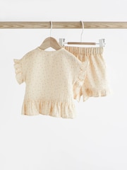Beige 2 Piece Baby Short Sleeve Peplum Top & Shorts Set (0mths-3yrs) - Image 9 of 15
