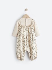 Tan Brown/Cream Leopard Print 100% Cotton Bodysuit & Baby Dungarees Set (0mths-3yrs) - Image 5 of 11