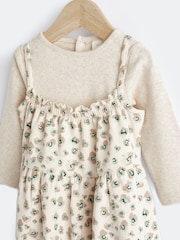 Tan Brown/Cream Leopard Print 100% Cotton Bodysuit & Baby Dungarees Set (0mths-3yrs) - Image 7 of 11