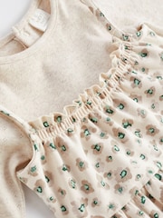 Tan Brown/Cream Leopard Print 100% Cotton Bodysuit & Baby Dungarees Set (0mths-3yrs) - Image 8 of 11