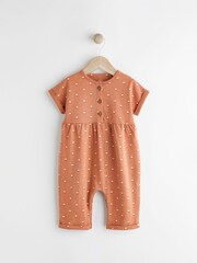 Rostbraun geblümt - Baby Kurzärmeliger Overall mit weitem Bein (0 Monate bis 3 Jahre) - Bild 1 von 7