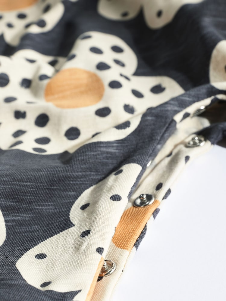 Monochrome Flower Print Baby Short Sleeve Wide Leg Jumpsuit (0mths-3yrs) - Image 10 of 10 Monochrome Flower Print Baby Short Sleeve Wide Leg Jumpsuit (0mths-3yrs) - Image 10 of 10