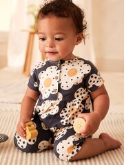 Monochromer Blumendruck - Baby Kurzärmeliger Overall mit weitem Bein (0 Monate bis 3 Jahre) - Bild 2 von 10