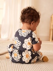 Monochromer Blumendruck - Baby Kurzärmeliger Overall mit weitem Bein (0 Monate bis 3 Jahre) - Bild 3 von 10
