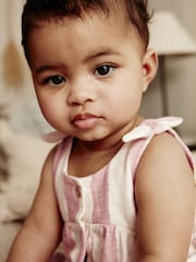 Pink/White Stripe Baby Romper (0mths-3yrs) - Image 3 of 5