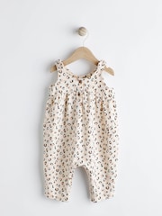 Tan Brown/ Cream Leopard Print Baby Romper (0mths-3yrs) - Image 1 of 5