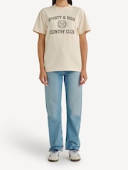 Sporty & Rich Cream Varsity Crest T-Shirt - Image 2 of 4