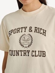 Sporty & Rich Cream Varsity Crest T-Shirt - Image 4 of 4