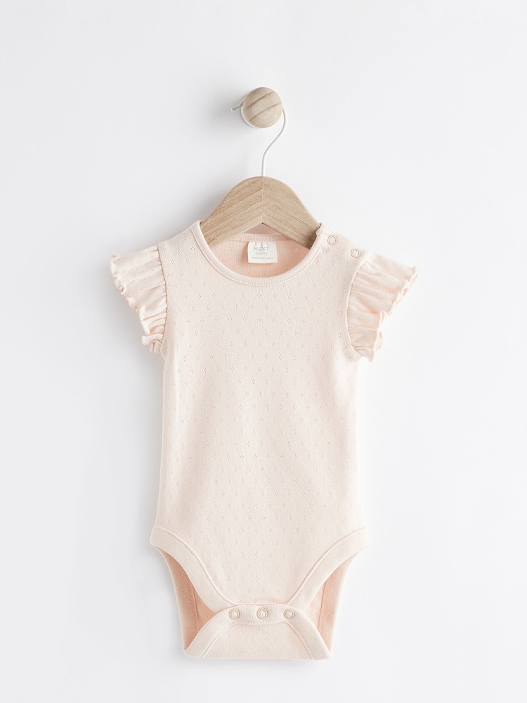Grüne gestickte Blumen - Baby-Set aus kurzärmligem Oberteil und Latzhose (0–2 J.) - Bild 2 von 8