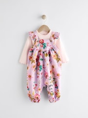 Purple Floral Baby Dungarees and Bodysuit Set (0mths-3yrs) - Image 1 of 8