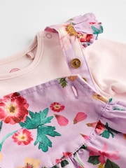 Purple Floral Baby Dungarees and Bodysuit Set (0mths-3yrs) - Image 5 of 8