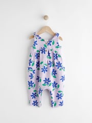 Lilac Purple Flower Print Baby Romper (0mths-3yrs) - Image 1 of 7