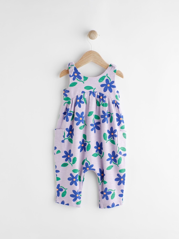 Lilac Purple Flower Print Baby Romper (0mths-3yrs) - Image 2 of 7
