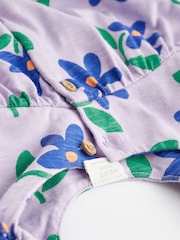 Lilac Purple Flower Print Baby Romper (0mths-3yrs) - Image 5 of 7