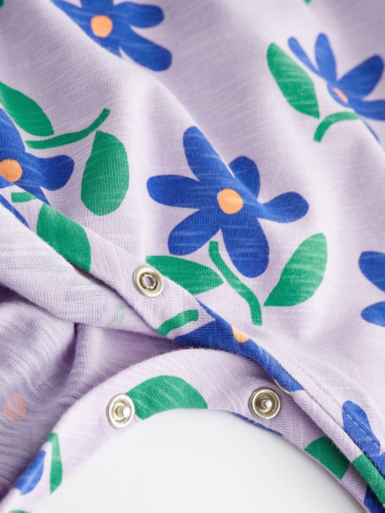 Lilac Purple Flower Print Baby Romper (0mths-3yrs) - Image 7 of 7