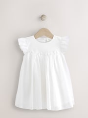 White Baby Party Frill Sleeve Dress (0mths-2yrs) - Image 1 of 5