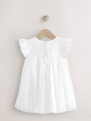 White Baby Party Frill Sleeve Dress (0mths-2yrs) - Image 4 of 5
