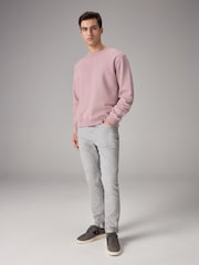 Light Pink Regular Fit Jersey Cotton Rich Crew Sweatshirt - Image 2 of 7
