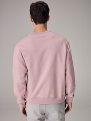 Light Pink Regular Fit Jersey Cotton Rich Crew Sweatshirt - Image 3 of 7
