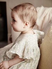Green Ditsy Floral Woven Baby Dress And Knicker Set (0mths-2yrs) - Image 3 of 11