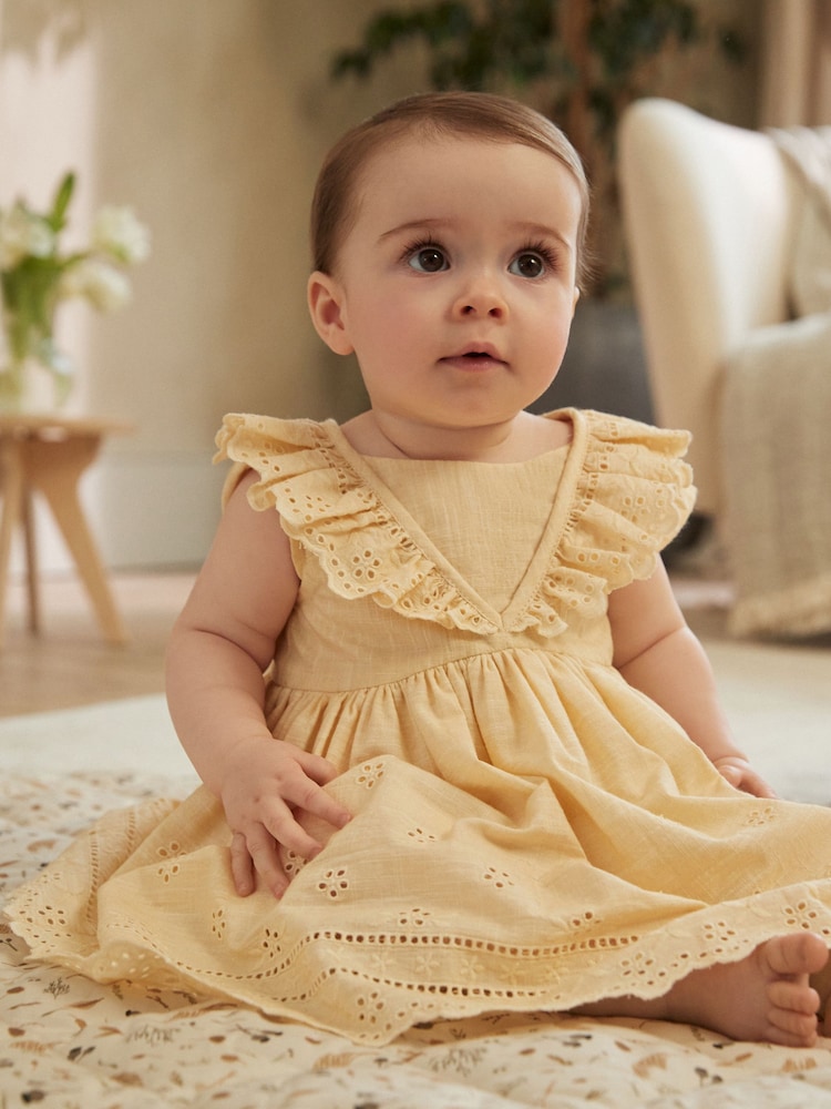 Yellow Baby Broderie Dress (0mths-2yrs) - Image 1 of 11