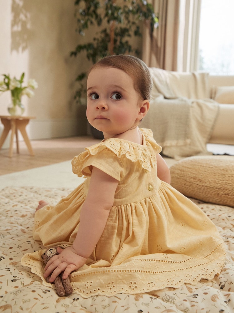 Yellow Baby Broderie Dress (0mths-2yrs) - Image 2 of 11