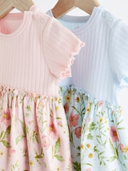 Pink & Blue Baby 100% Cotton Jersey Dress 2 Pack (0mths-2yrs) - Image 3 of 7