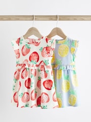 Roza/ lila s potiskom sadja - dojenček 100% Cotton Jersey obleka 2 komplet (0mths-2yrs) - Slika 1 iz 9