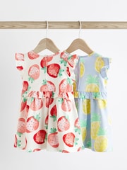 Roza/ lila s potiskom sadja - dojenček 100% Cotton Jersey obleka 2 komplet (0mths-2yrs) - Slika 2 iz 9