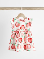 Roza/ lila s potiskom sadja - dojenček 100% Cotton Jersey obleka 2 komplet (0mths-2yrs) - Slika 3 iz 9