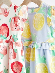 Roza/ lila s potiskom sadja - dojenček 100% Cotton Jersey obleka 2 komplet (0mths-2yrs) - Slika 5 iz 9
