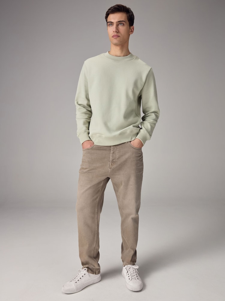 Light Green Regular Fit Jersey Cotton Rich Crew Sweatshirt - Image 2 of 7