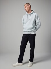 Light Blue Regular Fit Jersey Cotton Rich Overhead Hoodie - Image 2 of 8